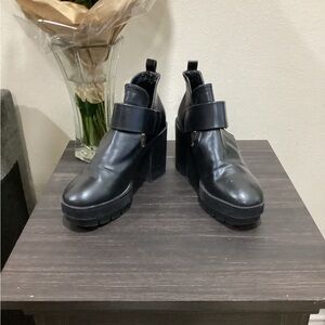 Zara Black Heeled Boots with Chunky Platform Sole